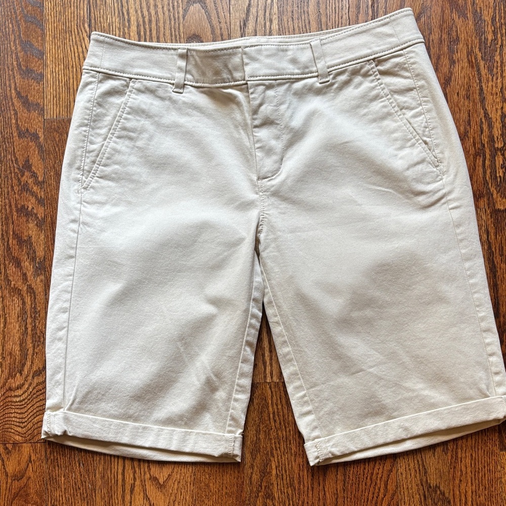 LOFT Cream Chino Bermuda Shorts